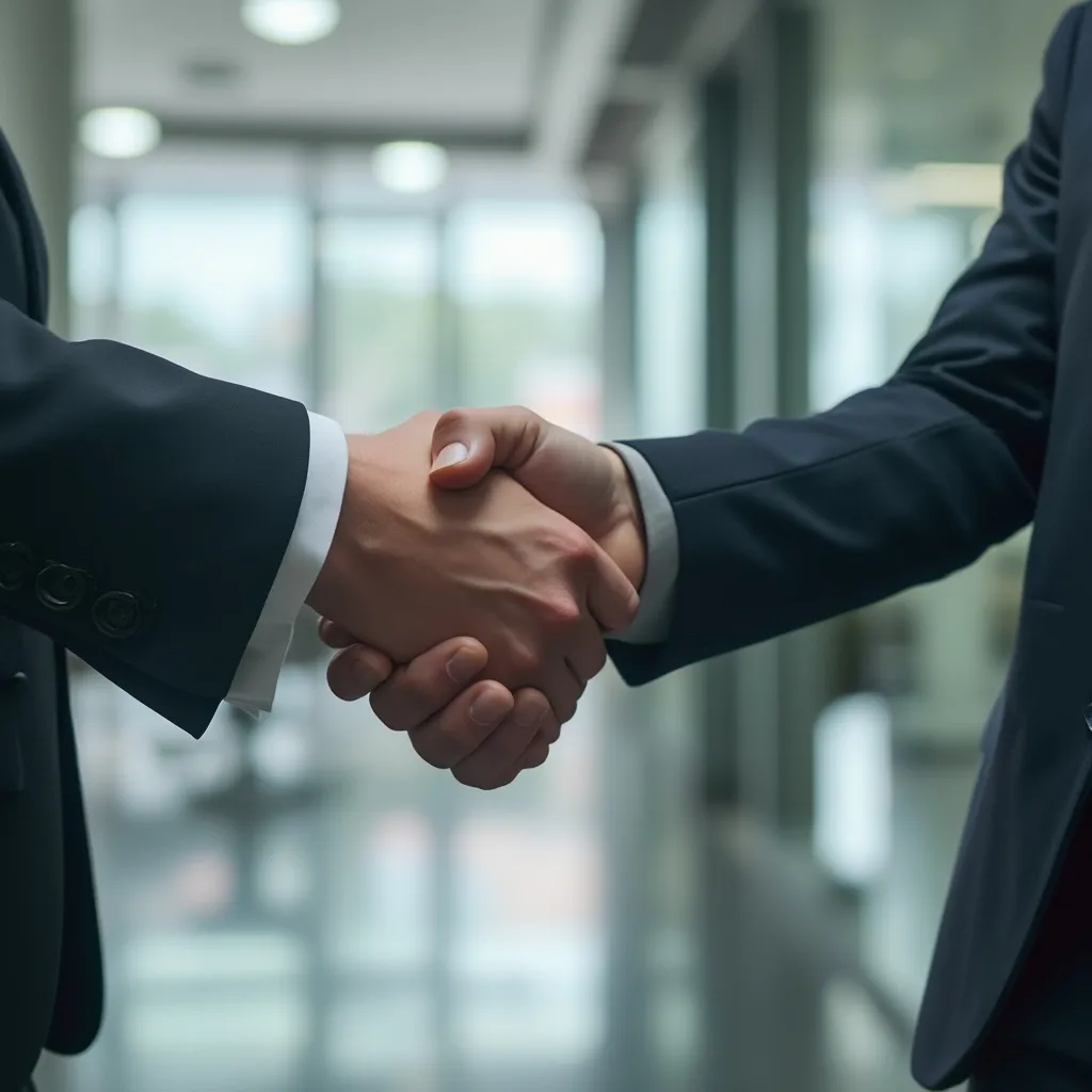 Consultor estrechando la mano de un cliente satisfecho